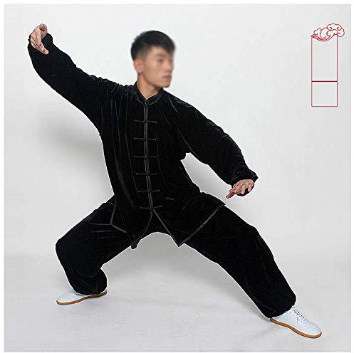 SENNIAN Ropa Tradicional China De Tai Chi, Uniforme De Bruce Lee Kung Fu Ropa China De Tai Chi, Traje De Artes Marciales, Manga Larga De Algodón,Black-XL