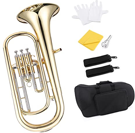 Messing Trompeten Standard-Trompete, Messing, B, Baritonhorn, B-Kolben-Stil, Goldlack-Instrument Mit Mundstück