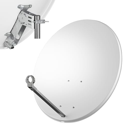 LogiSat 80cm Satelliten Sat Spiegel Schüssel Antenne Anlage HDTV Full Ultra HD UHD 4K (hellgrau)