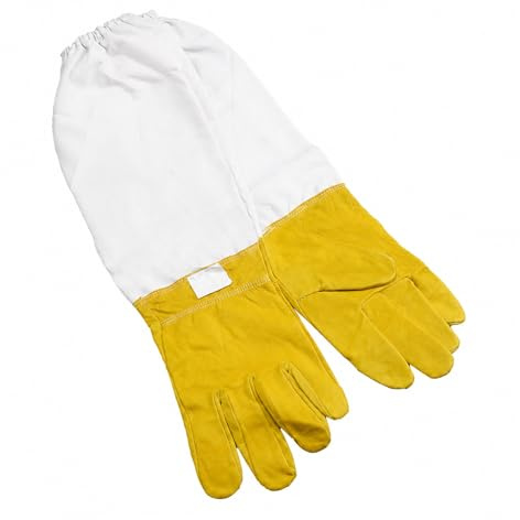 Tophomer Gants d'apiculture en cuir de chèvre et toile avec manches longues ventilées - Résistants - Gants de protection pour apiculture - Outils - Équipement apicole XXL