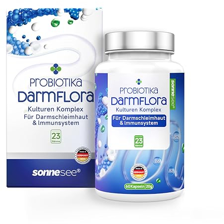 Sonnesee® Darmflora 23 Bakterienstämme mit Lactobacillus & Bifidobakterien B-Vitaminen bakterien akazienfasern 60 Kapseln Vegan Made in Germany