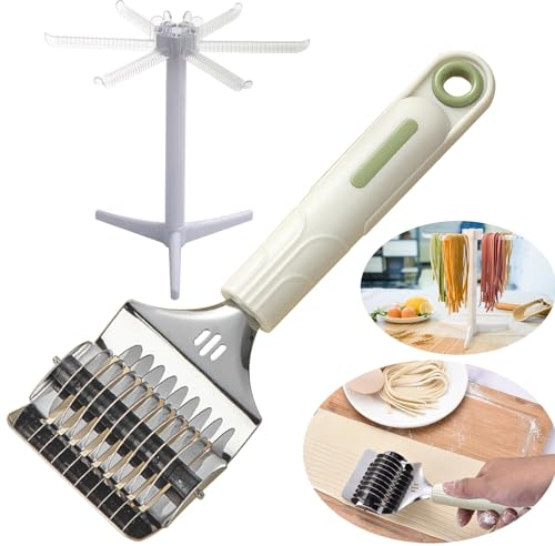 Maquina Pasta Fresca Manuales, Cortador de Pasta Acero Inoxidable, Máquina para Hacer Pasta Fabricante de Fideos, Cortador de Pasta, Pasta Maker para Fettuccine, con 1 Secador de Pasta Desmontable