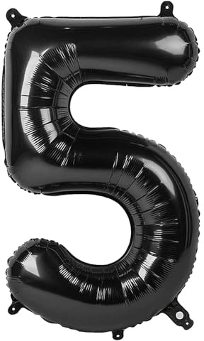 Ponmoo 40 inches Foil Balloons Numbers 5 Black (101cm), Inflatable Helium or Air, Giant Balloon Number 0-9, 10-29, 30-100, Grand Balloons for Anniversary Wedding Birthday Party Decoration