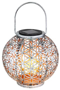 Solcellslykta kula med dekorativa stansningar i silver, Ø 20 cm, Belysning Utomhus