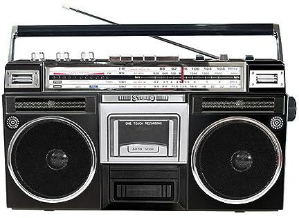 Boombox reproductor de CD y casete con radio DAB, grabación USB, Bluetooth y radio FM, boombox retro portátil para reuniones familiares o viajes