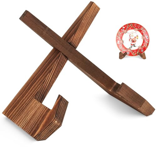 Supporto per Piatti in Legno per Esposizione, Porta Piatti, Espositore per Piatti da 22.3 cm, Porta Piatti da Esposizione, Supporto in Legno per Cornici, Decorativi da Tavolo Piatti da Portata Foto