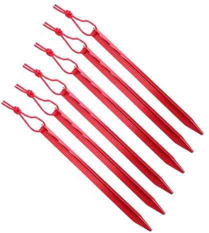 Gogogmee 6piezas Estacas para Tienda De Camping De Aleación De Aluminio Estacas Ajustables De Diseño De Múltiples Dientes para Sujeción Terreno Incluye Cuerda De Sujeción