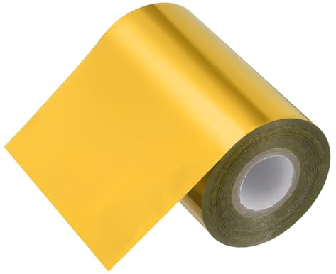 PATIKIL 10cm x 120M Carta per Stampa a Caldo, Rotolo Carta per Stampa a Caldo Trasferimento Termico per Pelle Fai Da Te Logo Decorazione Artigianato Pacchetto Scrapbook Carta, Tonalità Oro