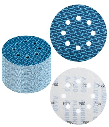 125mm Schleifscheiben 80 Körnung, 32 Stück Diamant-Form Schleifpapier 125mm Klett Schleifpads für Exzenterschleifer & Poliermaschinen(Blau)