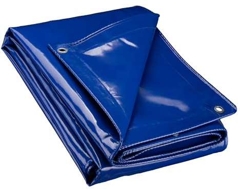 Wiltec Lona Impermeable Azul 4 x 8 m con Ojales de Acero Inoxidable, 650 g/m² Resistente a los Rayos UV, Moho y desgarro, poliéster con Revestimiento de PVC y Bordes Reforzados, Ideal para Exteriores