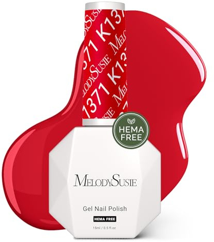 MelodySusie Hema Free Gel Nail Polish, 0.5 Fl Oz Thick Orange Red Gel Polish, Non-Toxic, Long Lasting, Soak Off UV Nail Polish, Manicure Nail Design Salon DIY Nail Art at Home K1371