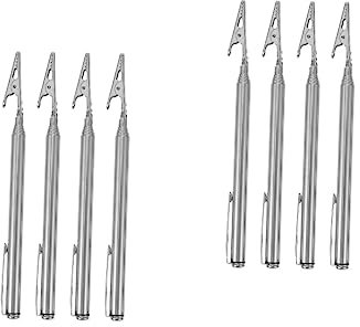 Mikikit 2 Set Clip A Coccodrillo Retrattili Alligatore Maniglia Elettrico Pinza Telescopica Pinza Regolabile Morsetto A Coccodrillo Telescopico Carte Clip A Coccodrillo Silver 4 Pezzi * 2
