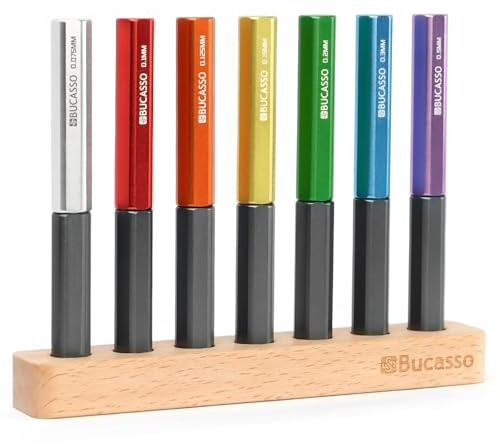 Model Scriber, set di 7 pezzi di utensili per incidere con lame in acciaio al tungsteno da 0,075/0,1/0,125/0,15/0,2/0,3/0,5mm, con supporto in legno per modellismo hobbistico,modelli in plastica