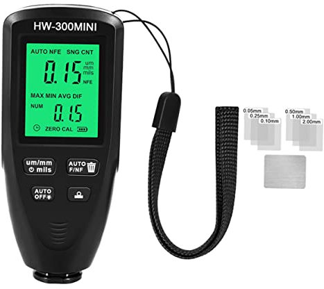 JEWEDECO Automotive Coating Thickness Gauge, 1μm Resolution Paint Thickness Meter, 0-2000μm Measuring Range, Portable Abs Tester, for Car for Mechanical Treatment