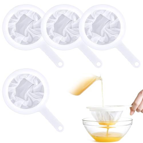 Kit 4 Tamis Chinois Etamine Cuisine - 100/200/300/400 Mesh - Tamis Cuisine - Égoutteur, Tamis à Farine, Passoire pour Confiture et Plus