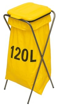 gardivo Support pour sacs poubelles 120 l, porte-sacs poubelles, support pour sacs poubelles, séparateur de déchets, porte-sacs poubelles inoxydable, rabat avec porte-sac, intérieur extérieur (jaune)