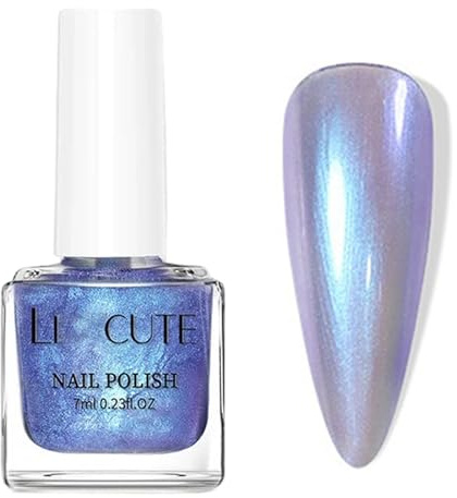 Aurorablau Shimmer nagellack – snabbtorkande vattenbaserad nagelpolering, snabbtorkande och långvarigt giftfritt nagellack, naturligt färglack för kvinnor nagelkonst, ingen UV-lampa (urora blå)