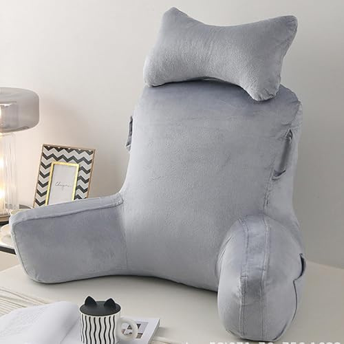 Cuscino Coccola Con Poggiatesta, Cuscino Da Lettura Con Rullo Nucale Staccabile Per Letto E Divano, Super Morbido Con Supporto Schienale Alto, Cuscino Coccola Per Adulti Con Bra Light grey 83*61*38CM