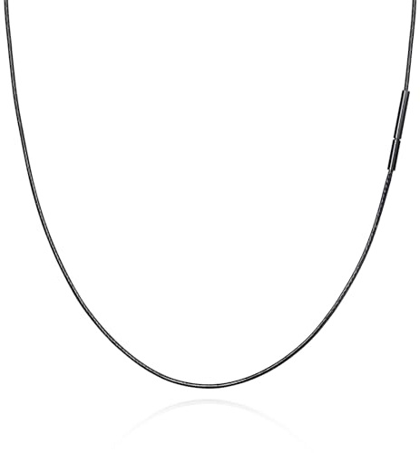 TempBeau läderhalsband män läderkedja kvinnor – 1/2/3 mm läderkedja med spänne i rostfritt stål för män kvinnor, 40/45/50/55/60/65/70/75 cm läderhalsband män för simning surfing dykning bad, 45cm