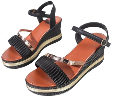 HUYTBYG Ytterkläder sandaler kvinnor sommar sluttning med alla damsandaler högklackade mode bekväma sandaler kvinnor svart sandal med rygg