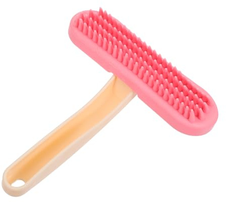 VILLFUL Cepillo de Silicona para Conejos Grande Rosa, Peine Masajeador para Mascotas Pequeñas como Cobayas y Chinchillas, Cepillo de Aseo Manual para Eliminar Pelo Suelto y Cuidar