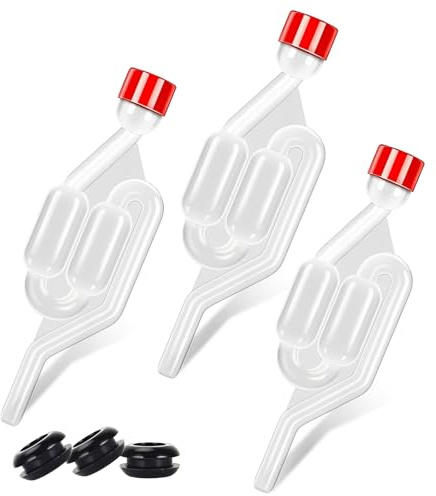 VBSJAH Set of 3 Fermentation Tubes for Wine Balloon with Stopper, Fermentation Tube Fermentation Tube with Stopper Fermentation Attachment for Preserving, Brewing, Wine Making, Sauerkraut Fermentation