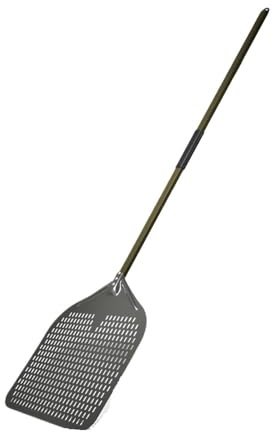 XCTDSVAH Pizza Spade 40 cm (16 tum) Stor Storlek Perforerad Spad Retangular Paddel Aluminiumlegering Färgrik Handtag (Brun)
