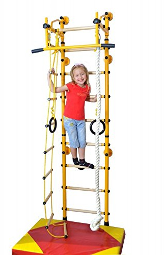 NiroSport Espalier Suédois M2 Espalier de Gymnastique Mur de Gymnastique Espalier d'enfants Jaune, 240-290