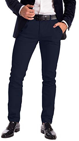 Pantalon chino extensible pour homme Coupe ajustée Coton Spandex, bleu marine, 32 W/32 L