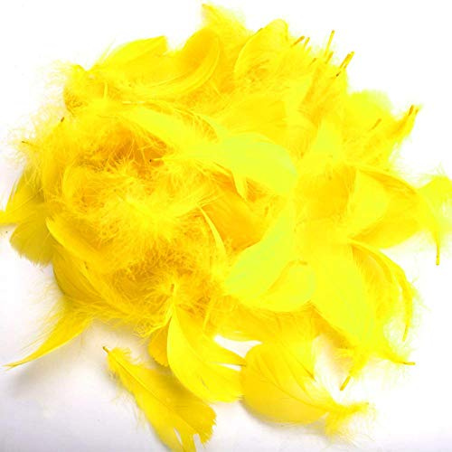 Suneast 300 Pcs Natural Crafts Goose Feathers for DIY Dream Catchers Earrings Craft Wedding Home Party Festival Decorations Baby Shower Decor - 5-8cm - Yellow