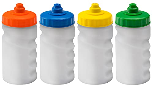 Foxberry 300ml Children's Small Reusable Water Bottles - 4 Pack - Hands Free Lid - Spill Proof - Leakproof Spout - BPA Free - Dishwasher Safe - Sports - School - Clubs