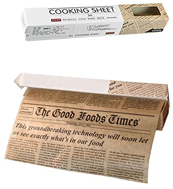 Baking Parchment Paper Roll Non Stick Baking Paper Newspaper Printing Design Food Wrapping Paper for Baking Cookies Bread Pizza Meat and Vegetables