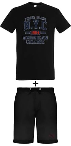 AMERICAN COLLEGE USA Set Set 2 delar T-shirt och shorts för herr dam, svart, stor blandad, svart, L