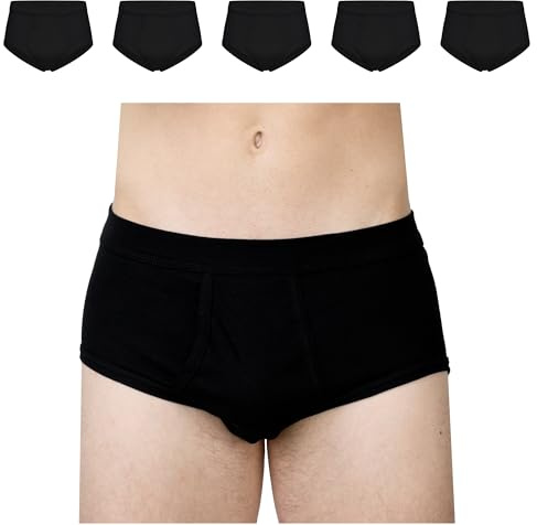 SES Herrkalsonger, finribbade 5-pack med gylf S – 4XL – 100 % bomull, koksäkra upp till 95 °C – ventilerande och hudvänliga – kalsonger för män med mjuk linning, svart, XXL