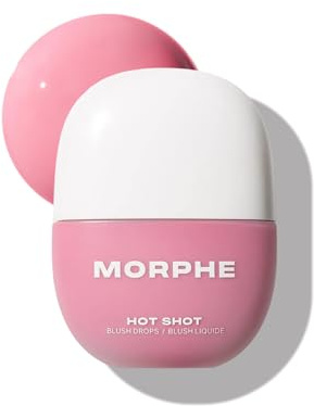 Morphe Hot Shot Blush Drops - Hydrating, Buildable Liquid Blush for Cheeks with Niacinamide and Antioxidants- Buildable, Waterweight Formula for a Natural Finish - That Girl (0.5 Fl Oz)