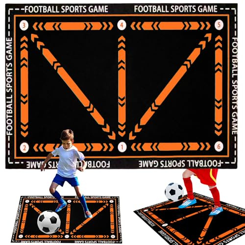 SQAQS Fotboll Träningsmatta, Halkfri Fotbollsmatta, Silent Football Mastery Mat, Fotboll Footstep Träningsmatta Inomhus, Fotboll Träningsmatta, Ball Control Fotboll Träningsmatta för Barn 60 * 90 cm