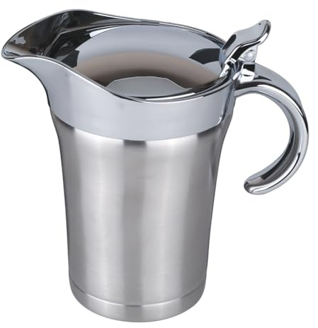 Stainless Steel Double Insulated Gravy Boat, 26oz/750 ml Large Sauce Jug with Hinged Lid, Ideal for Gravy or Cream at Steak, Turkey, and Holiday Dinners