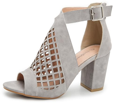 TangDao Sandali Estive da Donna Elegant Stivaletti con Tacco Alto e Punta Aperta Moda Mesh Ritaglio Sandali con Tacco Alto 8cm(Grigio.EU37-CN37)