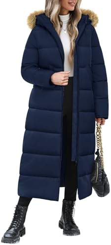Yuson Girl Manteau Femme Hiver Longue Épaisse Chaude Manteaux Matelassé Chic et Elegant Blouson à Capuche Coupe Vent Zippée Parka Veste Extérieure Polyvalente Doudoune avec Poches