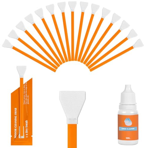 AYESY rengöringsset för sensorer, 15 stycken 24 mm sensorrengöringssats för fullformatskameror, dammfri vakuumförpackning med 10 ml sensorrengörings-set för DSLR-kamera, CMOS CCD-sensorer, objektiv