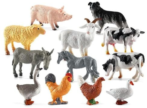 FEZTGVOFA 12 Pcs Farm Animals, Realistic Plastic Farm Animals for Kids, Mini Plastic Farms Animalss Figures Realistic, for 2 Year Olds Childs Farms Kit for Toddlers Learning Kids Toddlers