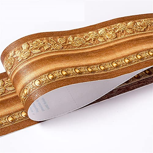 Generico Bordi adesivi per pareti 10 cm PVC impermeabile linea di cintura legno marmo autoadesivo battiscopa carta da parati soggiorno arredamento vinile bordo muro angolo bastone(13)