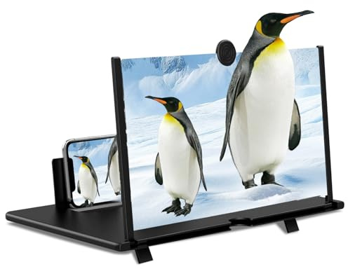 Zrgzob Screen Magnifier for Cell Phone, 3D HD Foldable Portable Mobile Phone Projector Screen for Movies, Videos, and Gaming – 12 Inch