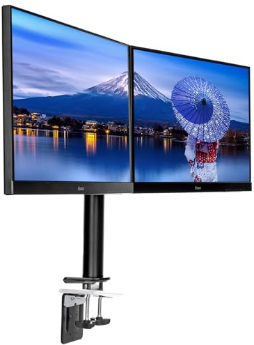 Iiyama DS1002C-B1 Dual-Monitor Halterung-/ Tischklemme (für Displays bis 30 Zoll und maximal 10kg / Monitor) schwarz