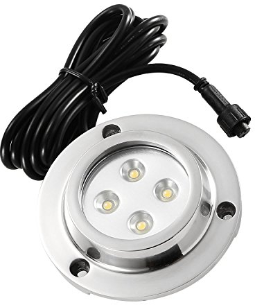 CHNXU 1er set Unterwasserbeleuchtung Wasserdichte IP68 Pool Licht Runde 400LM 10W LED Teichbeleuchtung Unterwasserstrahler für Boote Aquarium Brunnen oder Teich mit 12V Netzteil, Warmes Weiß