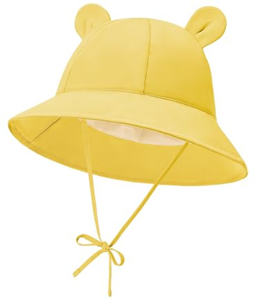 Durio Unisex Baby Kleinkinder Sonnenhut Kappe Mütze Fischerhut Strandhut Kinder Baby Mädchen Jungen Sommerhut UV Schutz UPF 50+ Gelb 2-4 Jahre
