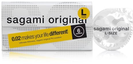 Sagami Original 0.02 L-Size | Super Thin | Super Strong | Non Latex PU Condoms (6 Count)