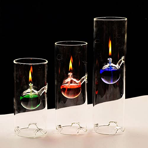 BOZHEN Flüssige transparente Glasöllampe Öllampen für den Innenbereich Moderne Craft Petroleumlampe Home Notbeleuchtung Nachtlicht Exquisite Verarbeitung Dekorative Lichter, 3 PCS