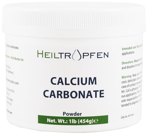 Poudre de carbonate de calcium | 1 livre - 454 g | Ingrédient de qualité pharmaceutique | Calcaire de la plus haute pureté | Analyse effectuée par un laboratoire tiers | Heiltropfen®