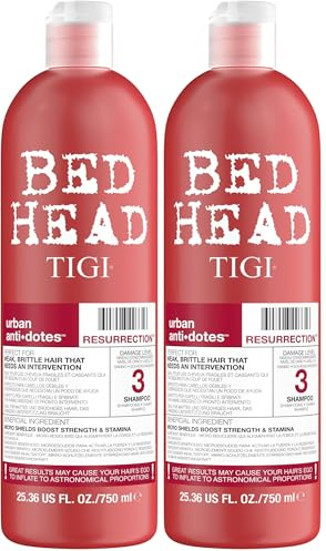 Bed Head by TIGI Resurrection 750ml Shampoo Mulitpack - 2-Pack XXL Deep Moisture Repair for Dry, Damaged & Brittle Hair, Deep Moisturising Salon Formula for Bond Care Treatment, with Colour Protect